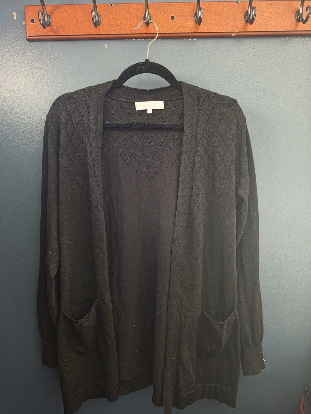 Verve Ami Black Knit Open-Front Cardigan